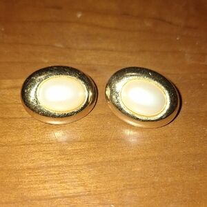 Vintage Elegant Gold Toned and Faux Pearl Earrings